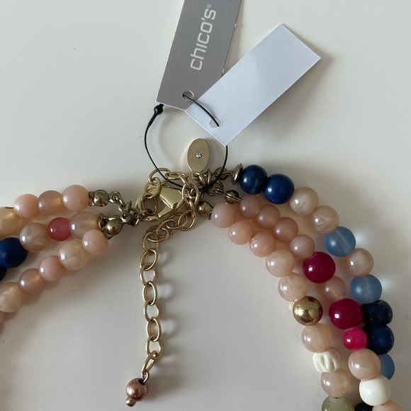 Multicolor Long Layered Beaded Necklace - Picture 4 of 6